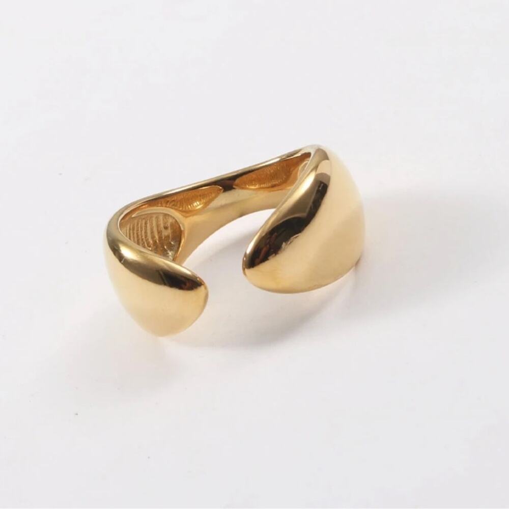 NEW 18K yellow gold plated open curved ring band jewelry size 7 B25A - Picture 3 of 5